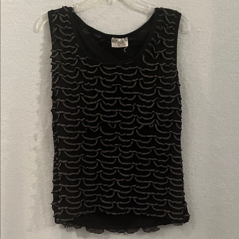 Lavish Black and Gray Textured Tank Top